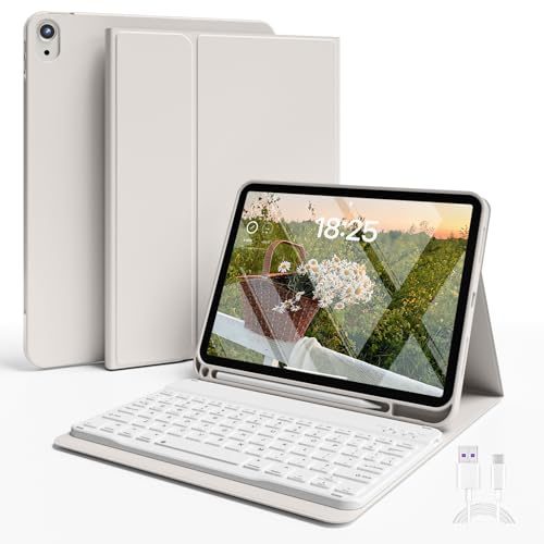 GKABXY Keyboard Case for iPad (A16) 11th Gen 11 inch 2025 & iPad 10th Gen 10.9 inch 2022 with Holder | Detachable Bluetooth Wireless Keyboard | Soft TPU Back Shell | Auto Sleep/Wake (Gray)