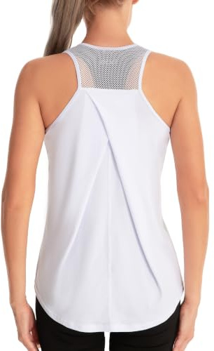 Dawnrole Palestra Donna Gym Top Senza Maniche in Rete Yoga Corsa Camicie Atletiche