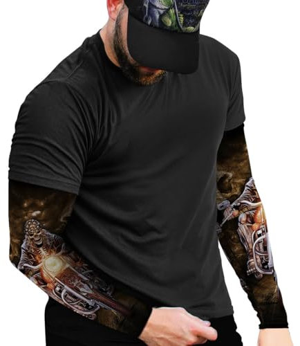 ShopINess Manguitos Estilo Calavera para Moteros Deporte Halloween y Eventos Mangas de Brazo Protección Solar UV y Comodidad Talla Única (Biker)