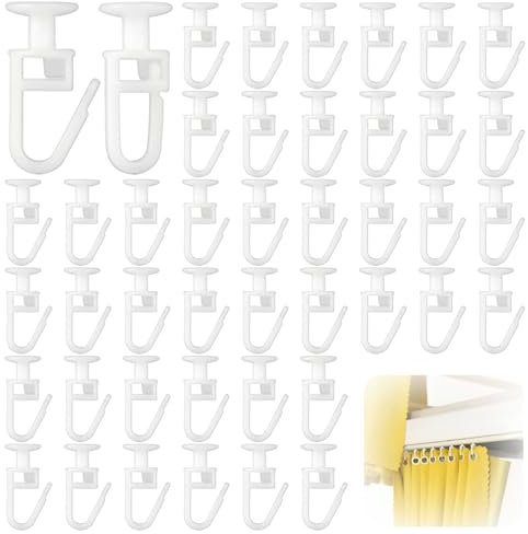 JOZMMZEOOA 125 Piezas Ganchos Cortinas,Sliding Curtain Track Hooks Rieles Cortinas Ganchos Techo Plisados Riel Cortina Flexible Ganchos Universal con Cerradura,para Barras Cortina Guía Interna