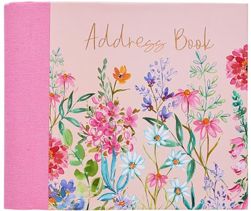 Design By Violet Aurora Address Book – Elegant Peach Floral Design with Foil Finish – 132 Pages, 520 Entries for Contacts & More
