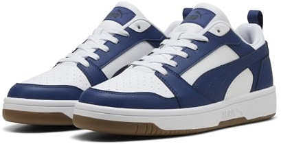 Puma Unisex Rebound V6 LowTrack Schuh, Puma Weiß-Blaues Schmuckgummi, 41 EU