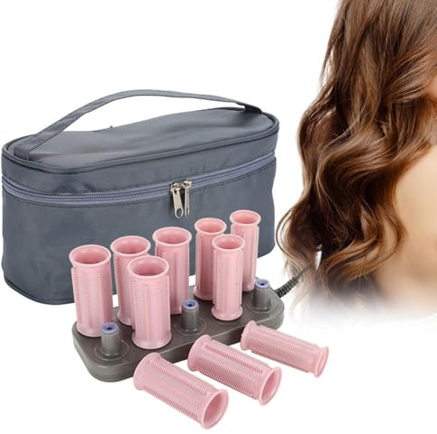 Milltrip 10Pcs Professional Electric Heated Hair Rollers Curling Set, Hot Rollers Fast Heating Hair Styling Tool with 160°C Thermostat Electric Heated Curlers Heated Curling Roll Kit (Basic Type)