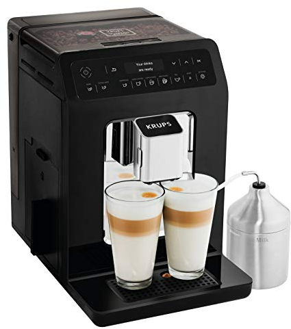 Krups EA8918 Evidence Kaffevollautomat | OLED-Display Barista Quattro Force Technologie | 12 Kaffee | 3 Tee Variationen | One-Touch-Cappuccino | 2-Tassen Funktion | schwarz