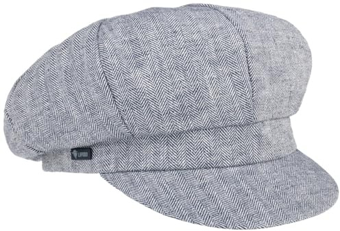 Lipodo Herringbone Balloon Cap Made in Italy Women Summer Linen Cotton Blue