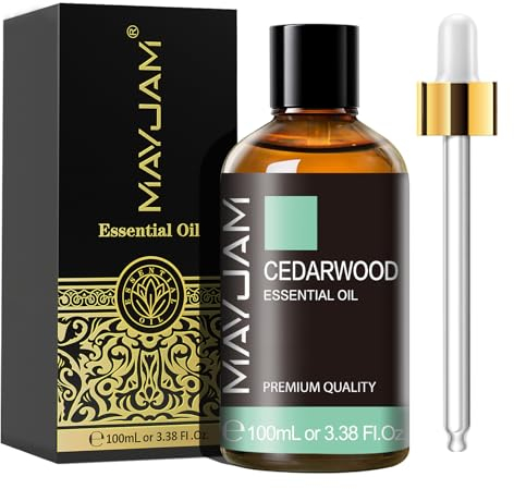 MAYJAM Aceite Esencial de Madera De Cedro 100ML, Aceite de Madera De Cedro para Difusor, Humidificador, Bricolaje, Hogar, Armarios