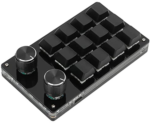 Enhandsmekaniskt speltangentbord, 12 tangenter multifunktion enhandsmakrotangentbord, bärbar mini gör-det-själv programmerbar knappsats för kontor (svart)