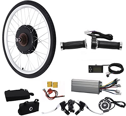 WSIKGHU E-cykelkonverteringssats 26 tums e-cykel konverteringssats 48 V 1 000 W Ebike bakhjul konverteringssats elcykel konverteringssats 26 tum Ebike konverteringssats med LCD-display