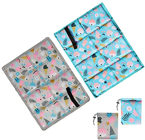 Anyingkai 2 Stück Sitzkissen Outdoor Faltbar, Sitzunterlage Outdoor Kinder, Sitzkissen Wandern Wasserdicht mit 2 Aufbewahrungstasche, Für Spielplatz Camping Wandern Picknick