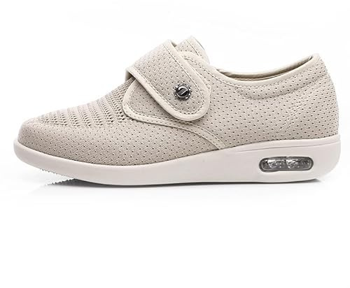 GYCF Zapatos Pie Diabético, Zapatos Ortopédicos Mujer Ancho Especial, Caminar, Ensanchar Ajustable, Cómodo para Artritis y Edema, Caqui, 38EU
