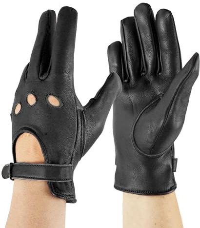 Zerimar Gants de Conduite en Cuir pour Femme - Gants de Moto pour Femme - Gants pour Femme - Gants en Cuir Classiques Vintage pour Femme pour Un Usage Quotidien Noir -Taille 7M