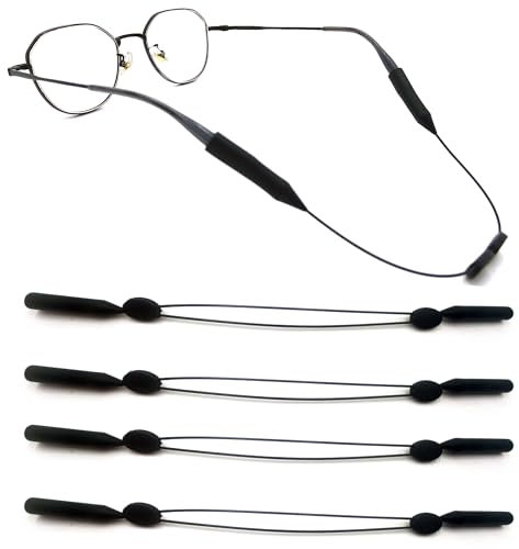 Rayconup Sportbrillenbänder, 4 Stück Sportbrillenbänder mit Silikonmaterial und Einstellbarkeit für Herren und Damen, ideal für Sonnenbrille oder Sportbrille