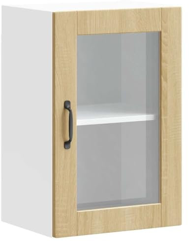 vidaXL Küchen-Hängeschrank mit Glastür Porto Sonoma-Eiche, Wandschrank Küche, Wandschrank, Oberschrank, Küchenschrank, Hängeschrank, Oberschrank Küche