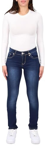 Malito K009 - Jeans da donna, a vita bassa, skinny fit, elasticizzati, in denim a basso rischio, vestibilità slim, Blue Denim, 44/sottile