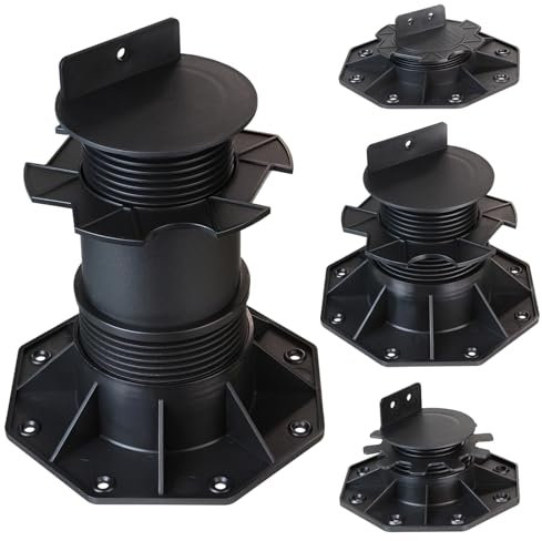Montafox 10 x Base regolabile per tavole di legno e WPC supporto di appoggio terrazze base di appoggio con piedino, Taglia:30-60 mm