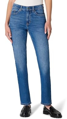Amazon Essentials Jeans a Vita Alta a Gamba Dritta Donna, Blu Medio, 44