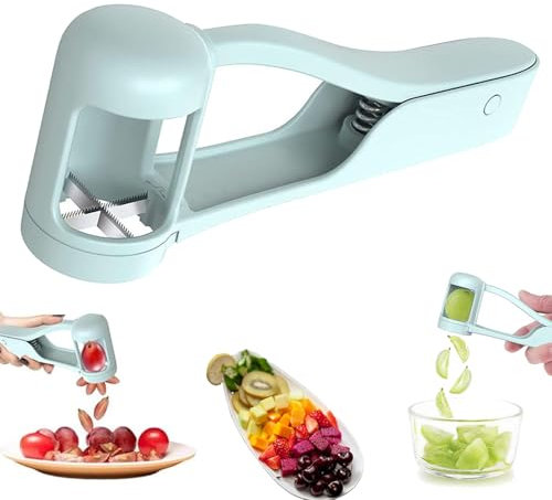 Grape Cutter, Multi Grape Quarter Cutter Tool, Stainless Steel Blades Quarter Grape Slicer with Ergonomic Non-Slip Handls, Fruit Slicer for Tomato Cherry Strawberry Olive