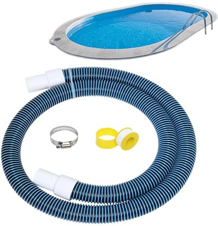 Byt ut poolslangar för pooler ovan marken, poolpumpslang, tillbehör pooler filterslang (blå – 2 m – 3,8 cm – 4,5 cm)