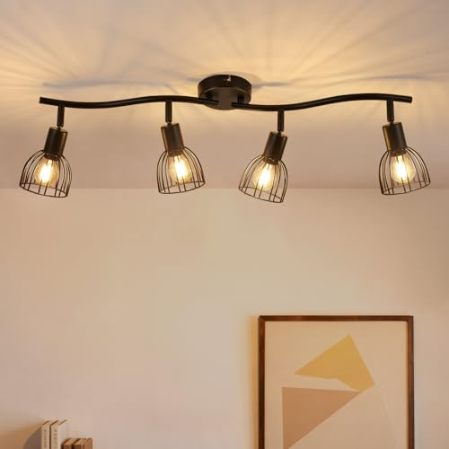 Leselux LED Deckenstrahler 4 Flammig Schwarz, Spots Deckenleuchte E14
