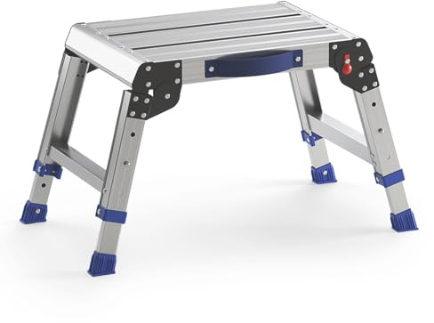 Loyoda Folding Step Stool for Adults, Aluminum Work Platform Adjustable Height, Lightweight and Durable Portable Outdoor Aluminum Step Stool, Maximum Load Capacity of 440 Pound