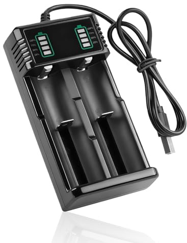 Laddare för 18650-batterier, 2-slots laddare för uppladdningsbara batterier, universella uppladdningsbara Li-ION-batterier 3,7 V för 18500, 14500, 21700, 26650, 18650 och 26700