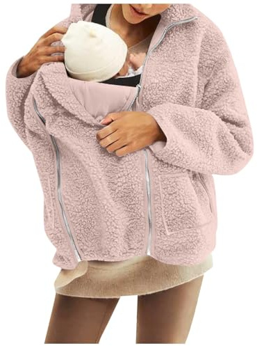 Maternity 2 in 1 Fleece Winter Coats Womens Sherpa Thicken Pregnancy Kangaroo Jackets Maternity Carrier Sweatshirts