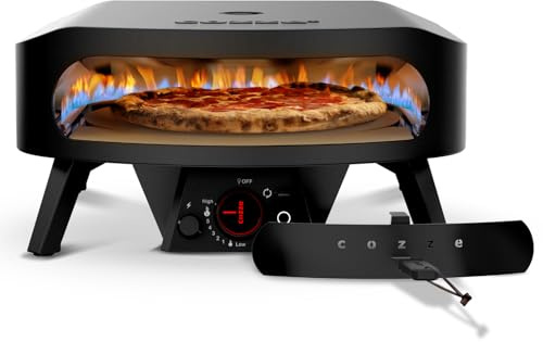 Cozze Forno per pizza a gas, edizione nera, con pietra rotante, Ø 43 cm – 600°C, pizza in 2 minuti