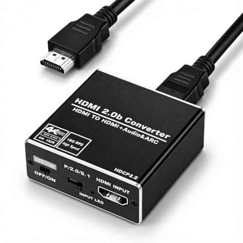 HDMI-ljudextraktor: 4K@60Hz video och ljudsynkronisering HDMI-splitter 4K, optisk digital utgång 3,5 mm stereoutgång kompatibel med XBOX/PS4PRO/ROKU/APPLE TV5/Samsung/LG/Sony