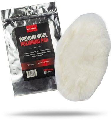 Maxshine 5 Universal Wool Buffing Polishing Pad – 100% Natural Wool with Hook & Loop – Professional Pad for Paint Correction & Oxidation Removal – DA & Rotary Compatible (125mm)