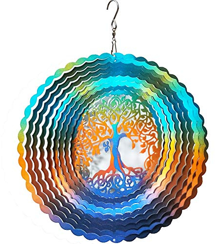 FONMY Stainless Steel Wind Spinner Worth Gifts Indoor Outdoor Garden Decoration Crafts Ornaments 12Inch Multi Color Life Tree Wind Spinners