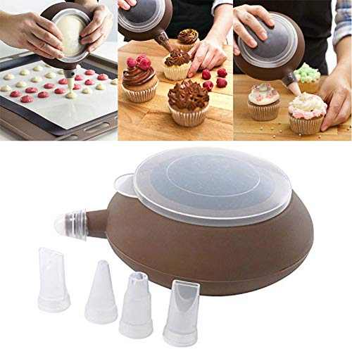 VIONNPPT Dekorierflasche aus Silikon, Deko-Stift mit 4 Tüllen in grün, Spritztüllen Set Basic für Kuchen, Torten, Keksen-Dekoration