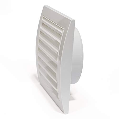 Vent Systems 150 mm (190 x190mm) - Grille d'aération pour sèche-linge - Blanc - Ouverture à lamelles - Rabat d'aération pour l'extérieur - Empêche les insectes, les oiseaux et les rongeurs - 15 cm