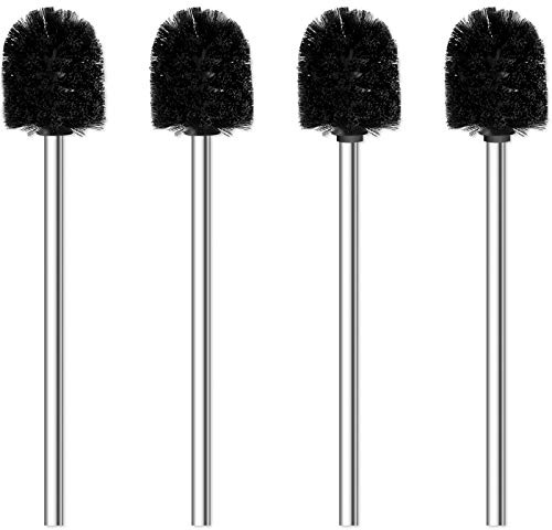 Cepillo de Inodoro, 4 cepillos de Inodoro con Mango de Acero Inoxidable, cepillos de Inodoro de Acero Inoxidable para baño, ergonómico, Elegante, Duradero (Negro)