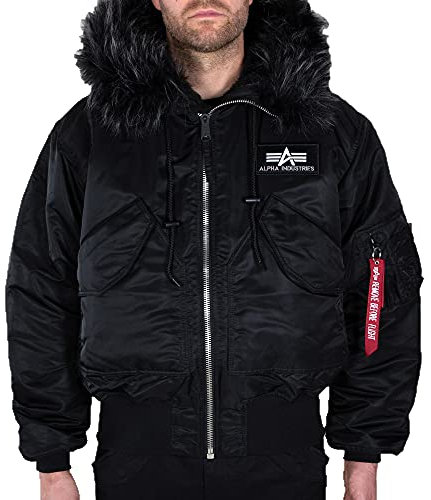 Alpha Industries Herren 45P Hooded Custom Bomberjacke, Black/Black, L