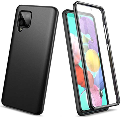 NWNK13 For Samsung Galaxy A22 5G Case Crystal Clear Slim Fit Front & Back 360° Case Built-in Screen Protector Full Body Silicone Gel Mobile Phone Cover for Samsung A22 5G (Black)