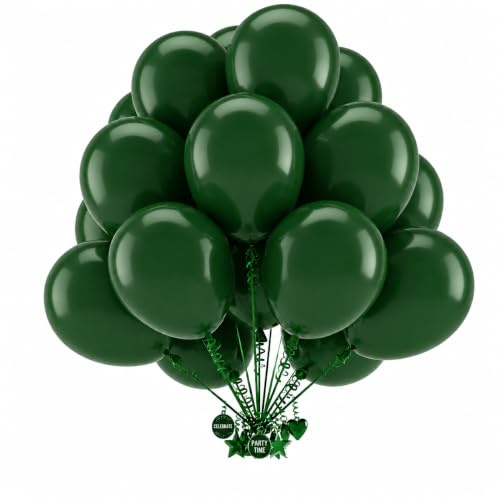 Artier 30 Biodegradable Green Balloons 12 Inch Large Natural Latex Eco Friendly Dark Green Balloons for Birthday, Party Decorations, Helium or Air Use