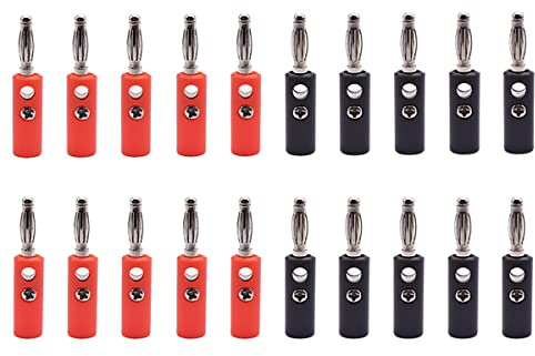 Hailege 20pcs 4MM Bananenstecker Stecker Audio Verstärker Bananenstecker Lautsprecher Buchse Klemmen Steckverbinder (10 Rot + 10 Schwarz)