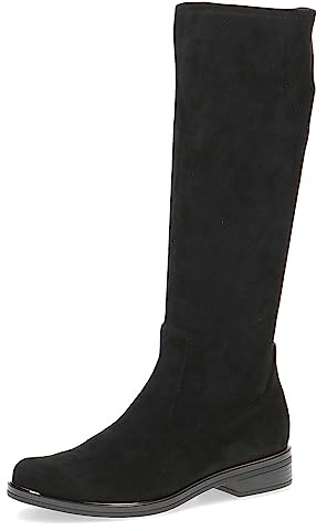 CAPRICE Bottes hautes femme sans talon Hauteur genou Vegan, Noir (Black Stretch), 38 EU
