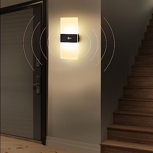Wandleuchte Innen mit Bewegungsmelder 4000mAh Akku Wandleuchte Ohne Stromanschluss und Kabellose Wandlampe mit Schalter für Treppenbeleuchtung (Sensorik, 1)