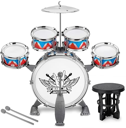 Toddlers Drum Set Kids Jazz Band Rock Kit for 3-5 Years Old Perfect Birthday Xmas Gift - Early Learning Musical Toy Set with Easy Assembly
