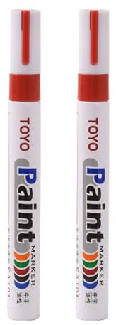 Worparsen 2 pennarelli permanenti impermeabili per pneumatici di auto, veicoli e moto, colore rosso