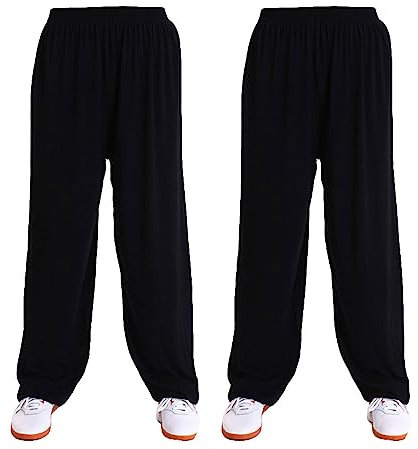 Rubruan Kampfkunst Tai Chi Trainingshosen – Zwei Hosen für Kampfsport Taiji Kung Fu Wushu Yoga Unisex Damen Herren Freizeithose Weite Beine Bloomers Elastisch Erfrischend aus Viskose