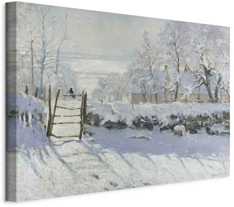 murando Quadro Acustico Claude Monet 90x60 cm 1 Pezzo schiuma acustica Quadri Moderni Soggiorno - Stampa su Tela Pannelli Fonoassorbenti Decorativi La Gazza Mattina Invernale l-G-10002-b-a