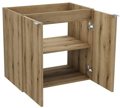 Lomadox Lavabo doppio da bagno, 140 cm, in rovere, profondità ridotta (40 cm)