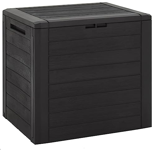 vidaXL Caja de Almacenaje de Jardín Mueble Herramienta Baúl Cubo Tapa Patio Terraza Exterior Aire Libre Asa Cojines Polipropileno Marrón