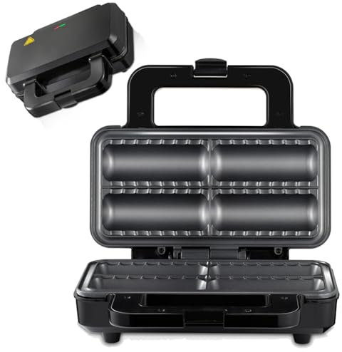 ZbOLi Macchina per Corn Dog da 800 W, Macchina per Rotoli di Salsicce con Piastre antiaderenti e spie Luminose, Macchina per Hot Dog per Toast con Impugnatura Cool Touch, Cucinare Colazione, Hot Dog