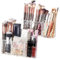 Alaoo Soporte para Brochas de Maquillaje, 2 Piezas Organizador de Brochas de Maquillaje de Acrílico con 3 Ranuras, Caja Organizadora de Maquillaje de Cristal Transparente para Guardarojos, Rímel