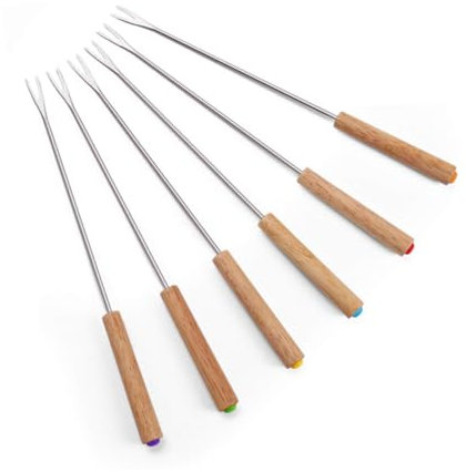 Hemobllo 6 Piezas Palitos para asar parrilla brocheta parilla carne para servir charcutería palos para hornear tenedores para asar perros calientes tenedores de barbacoa