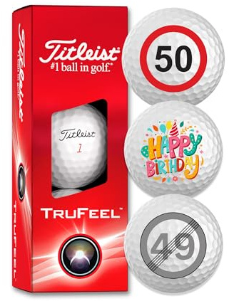 Titleist Trufeel födelsedag golfbollar 3-pack motiv grattis på födelsedagen golf presenter för golfare presentidé