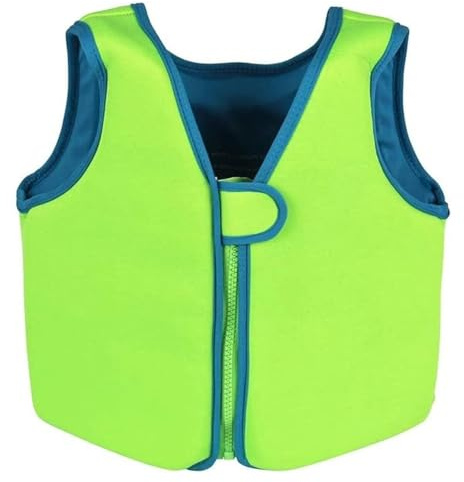 Kids Swim Vest with Zipper, Neoprene Swimsuit, Child Swimming Jacket, Swimming Training Aid, Great for Boys Girls Swim Lesson(Green,M (3-4 Years))